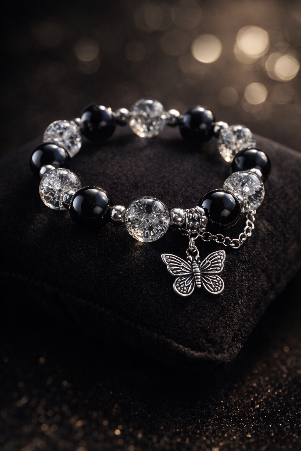 Exquisite Butterfly Charm Black Bracelet 😍