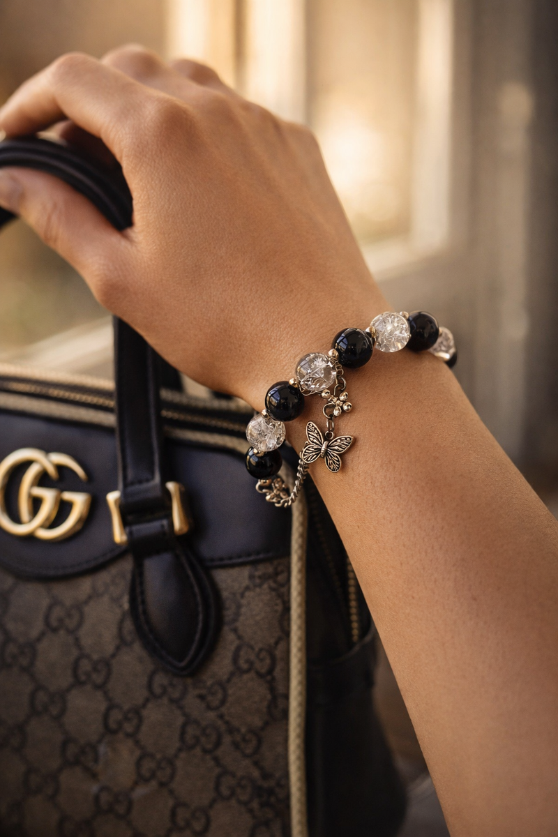 Exquisite Butterfly Charm Black Bracelet 😍