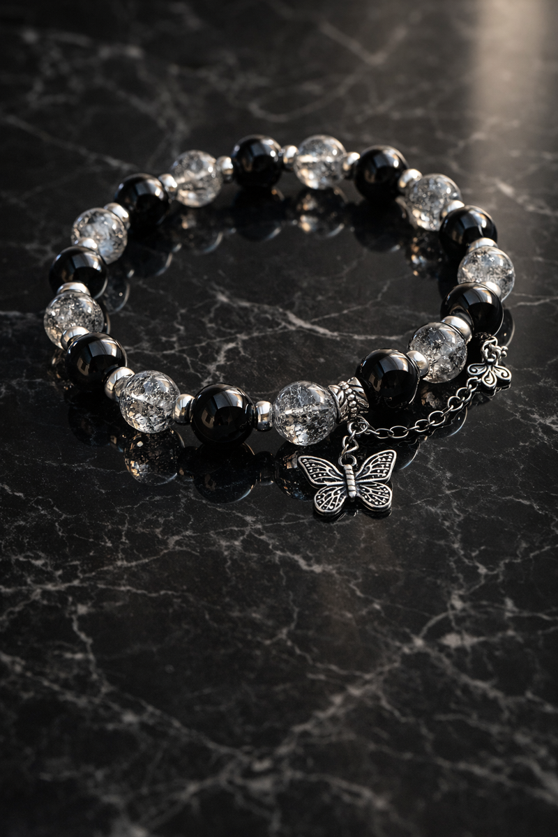Exquisite Butterfly Charm Black Bracelet 😍