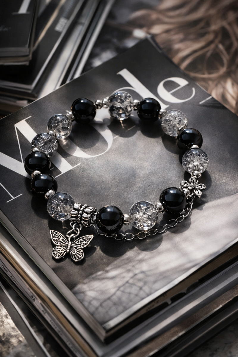 Exquisite Butterfly Charm Black Bracelet 😍