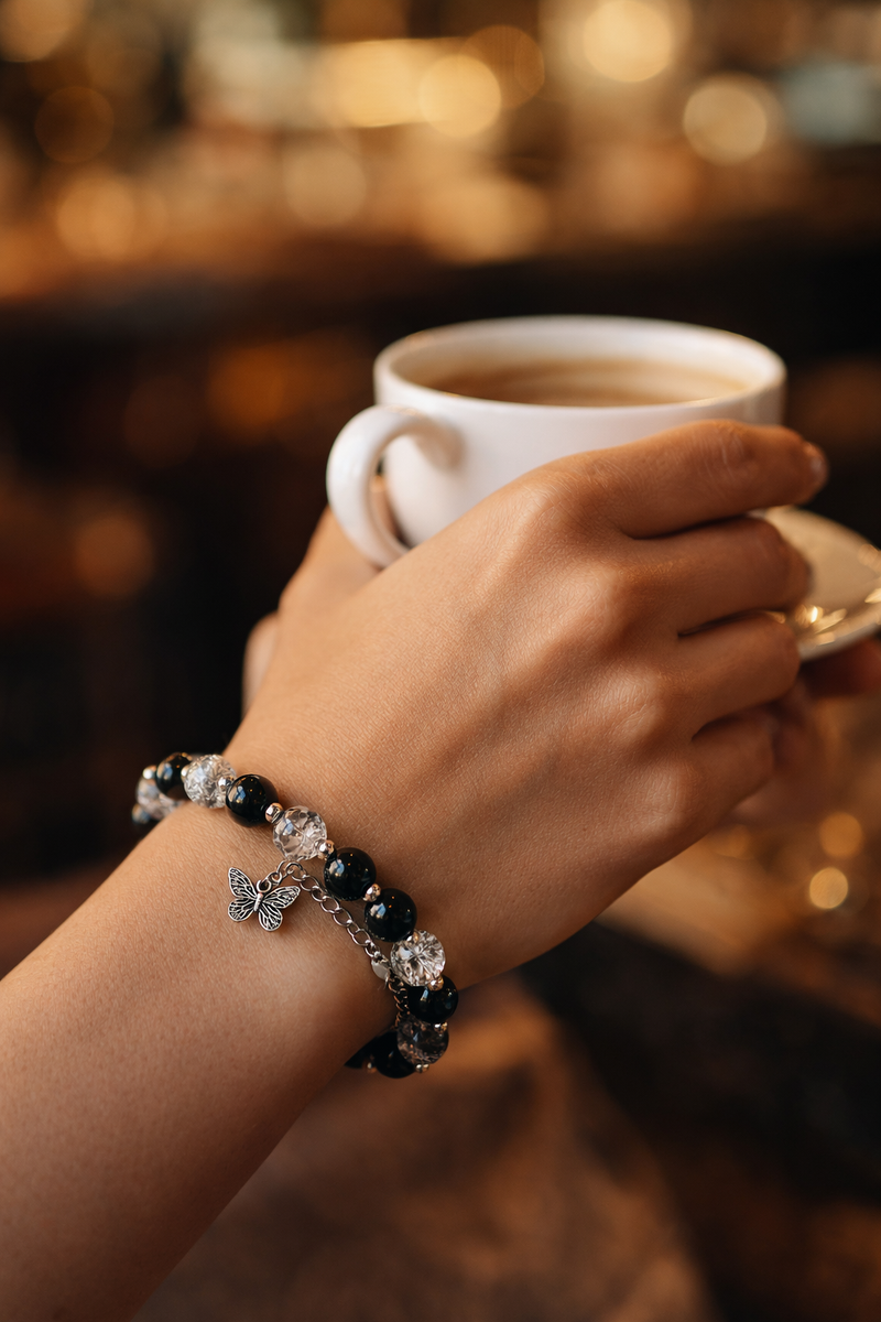 Exquisite Butterfly Charm Black Bracelet 😍