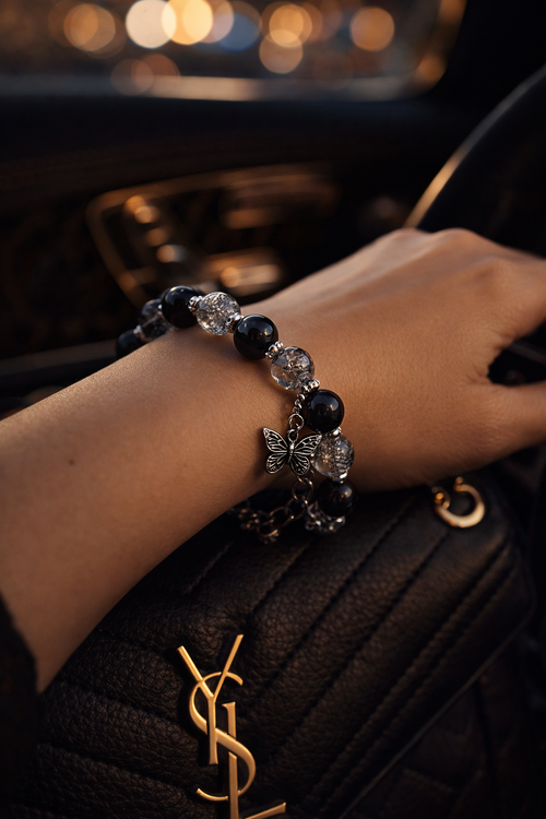 Exquisite Butterfly Charm Black Bracelet 😍