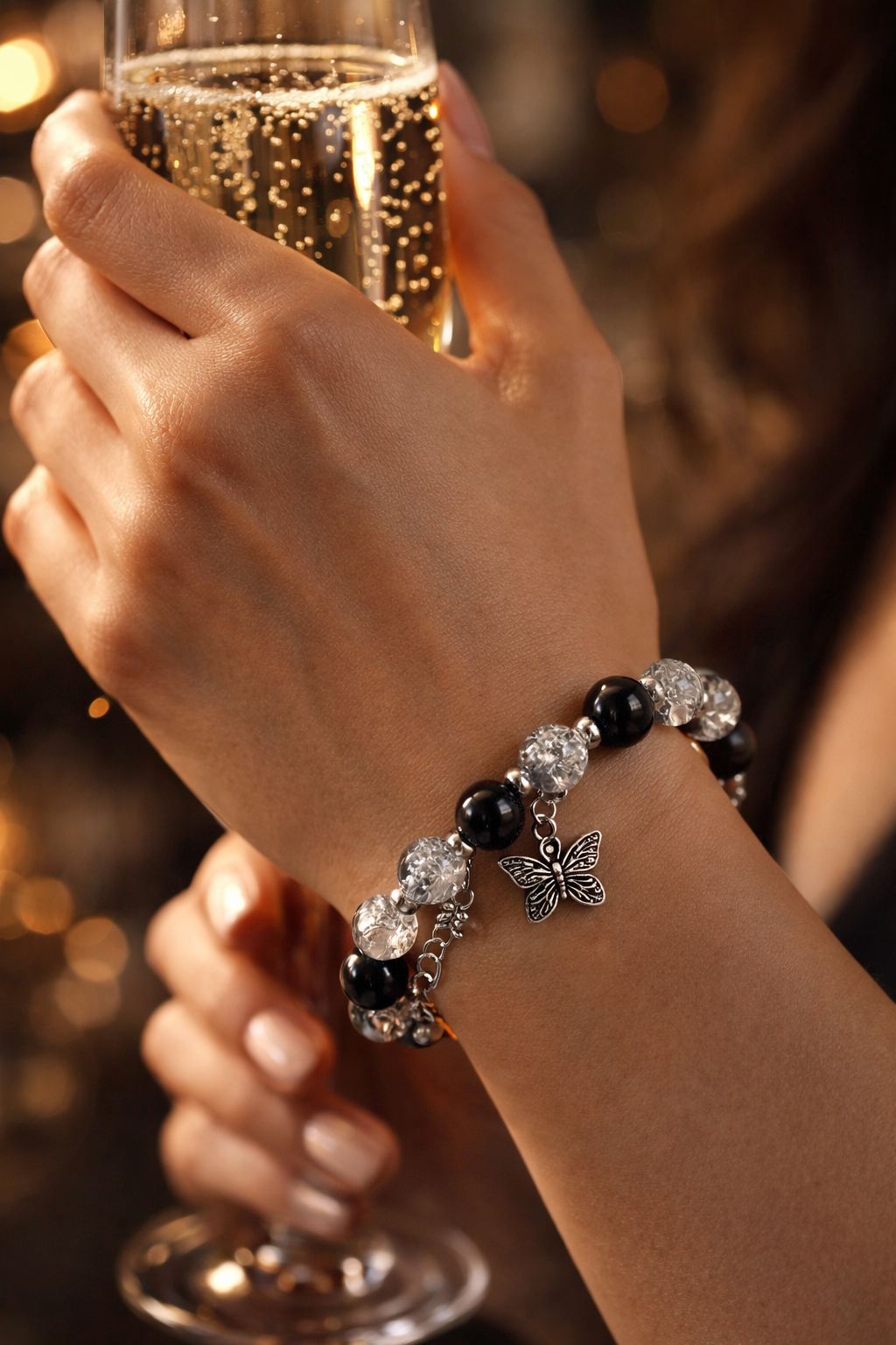 Exquisite Butterfly Charm Black Bracelet 😍