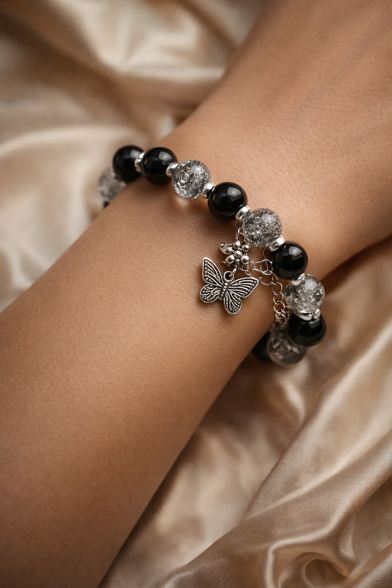 Exquisite Butterfly Charm Black Bracelet 😍