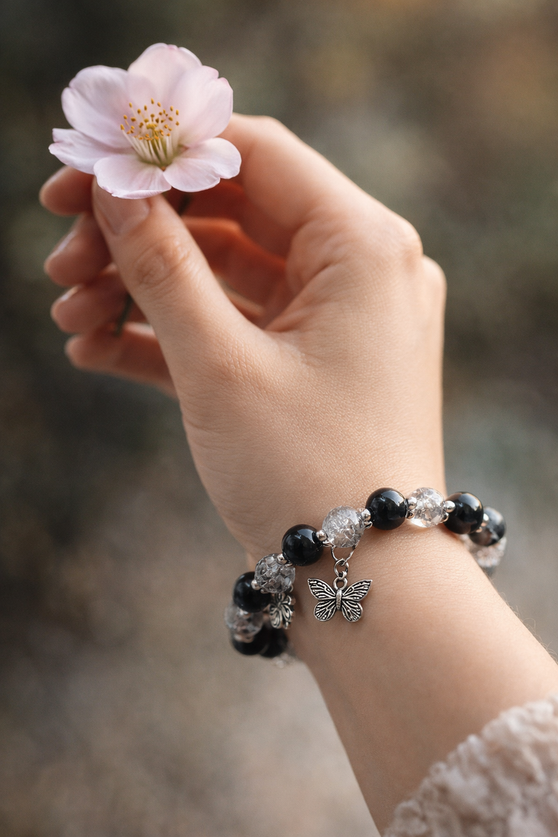 Exquisite Butterfly Charm Black Bracelet 😍