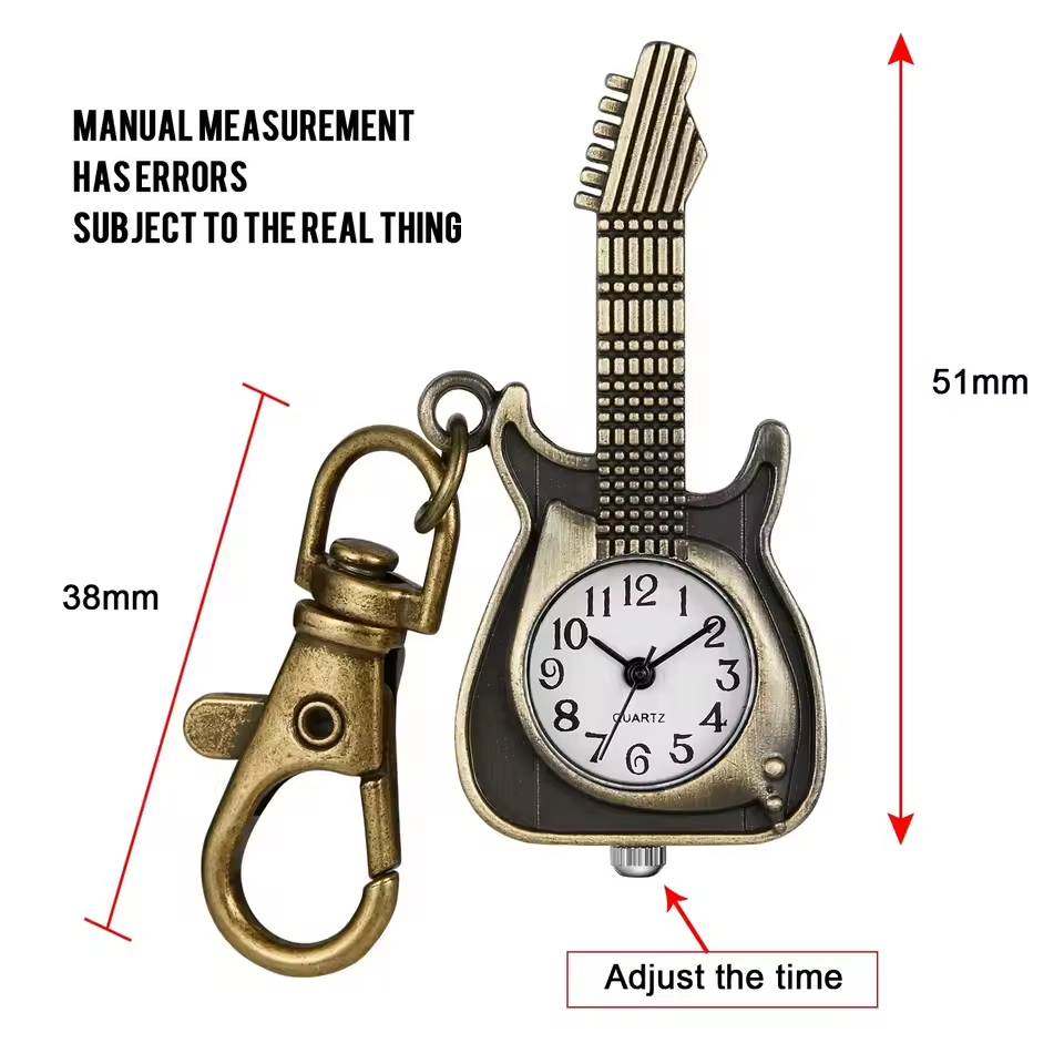 3D Aesthetic Classic guitar keychain with watch pendant