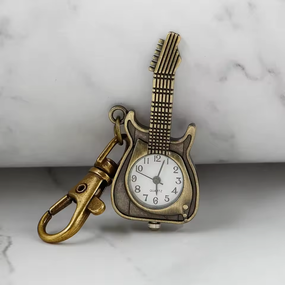 3D Aesthetic Classic guitar keychain with watch pendant