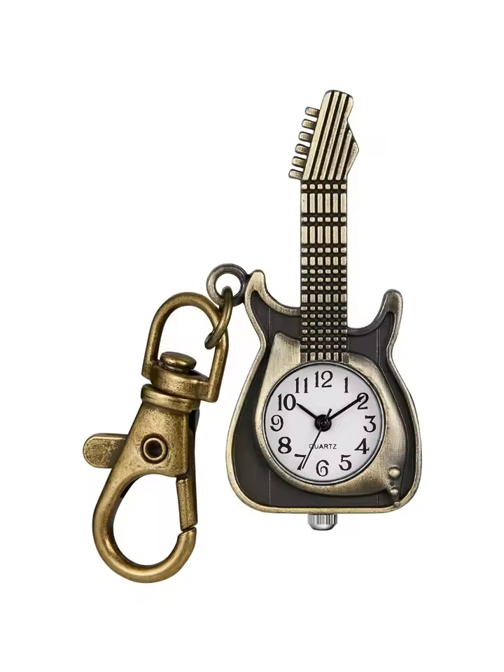 3D Aesthetic Classic guitar keychain with watch pendant