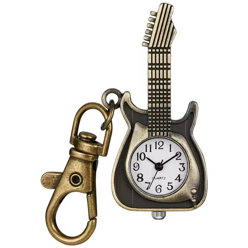 3D Aesthetic Classic guitar keychain with watch pendant